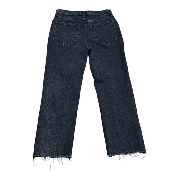 Abercrombie & Fitch Ultra High Rise Straight Jeans With Button Fly & Frayed Hem - Picture 4 of 5